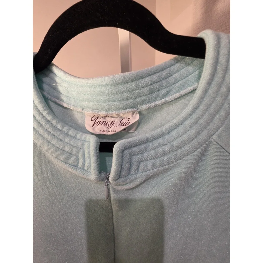 Vintage Vanity Fair Acqua Night Gown Robe Warm  SIZE (8-10) M Front Zip Pockets